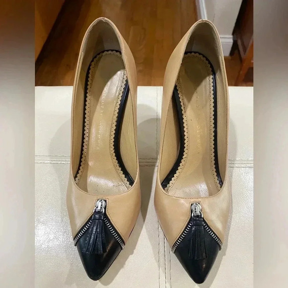Charlotte Olympia Leather pointed toe Heels Sz 6 - Picture 1 of 7